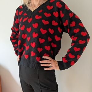 Heart Patterned Black and Red Sweater by Lili Sidonia, Molly Bracken Line